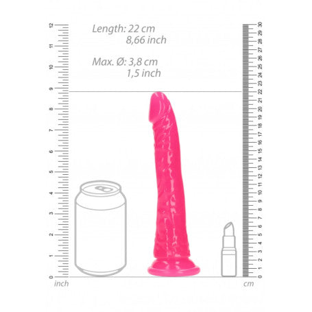 FALLO REALISTICO CON VENTOSA SLIM DILDO SUCTION CUP GITD 20 CM NEON PINK