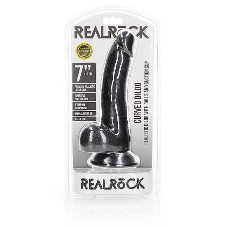 FALLO REALISTICO NERO DILDO WITH BALLS AND SUCTION CUP - 7''/ 18 CM